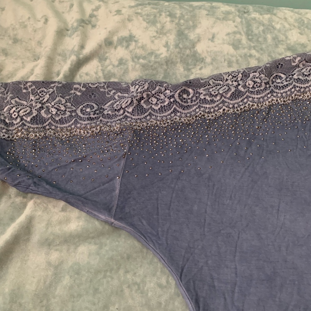 Blue soft top - beaded - new with tags- blue - size X-Large Profile brand